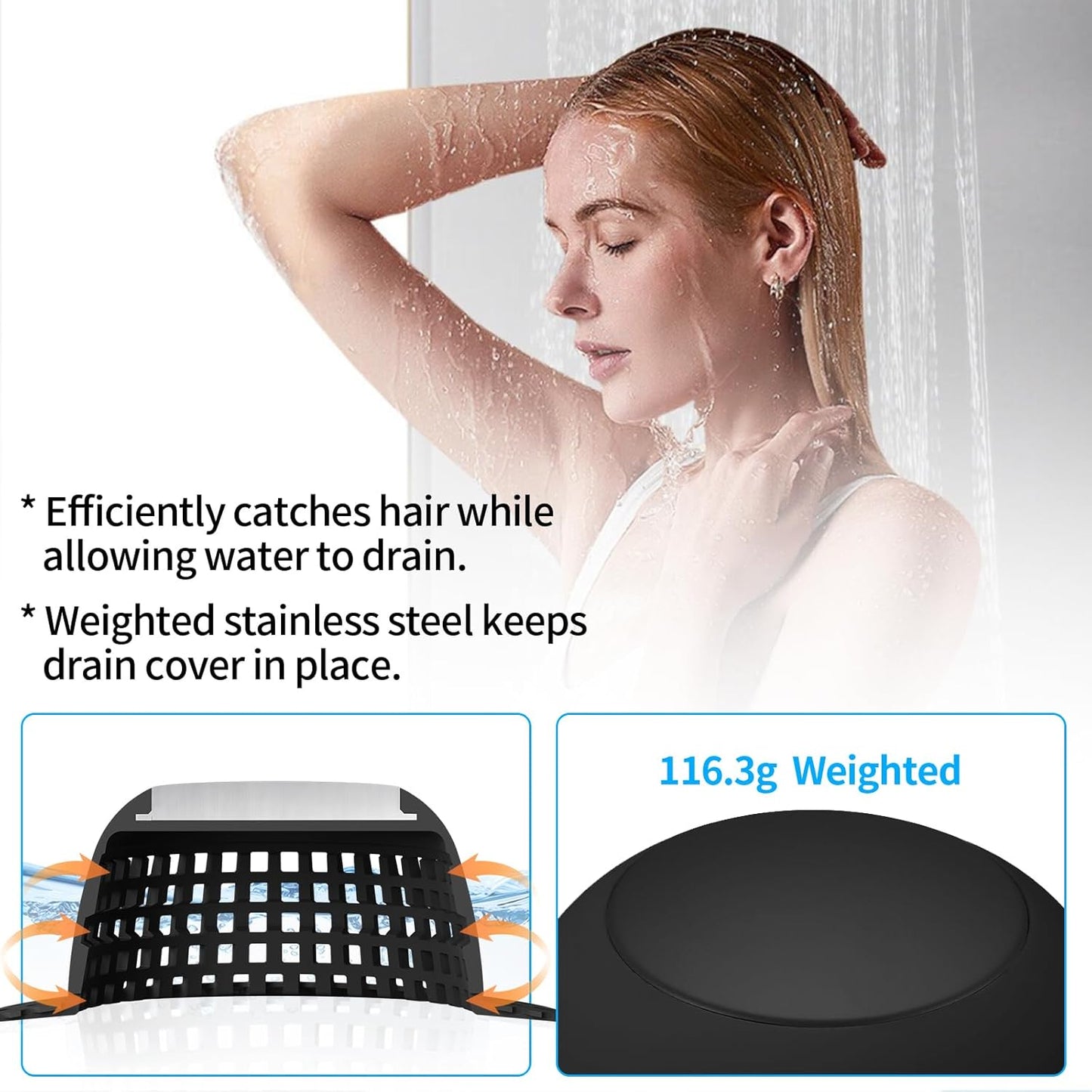 Shower Drain Hair Catcher, Bathtub Drain Cover Foldable Silicone Shower & Tub Protector for Pop-Up & Regular Drains
