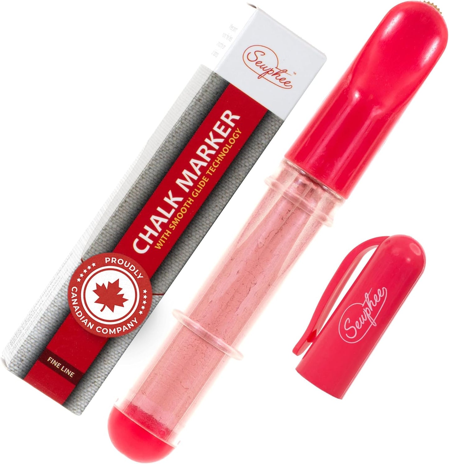 Fabric Markers for Sewing – Ergonomic Tailors Chalk Pen with Improved Dosing Wheel for Sharp Lines - Washable Sewing Chalk Marking Pens that are Compatible with Most Fabrics - Pink 1 Pack