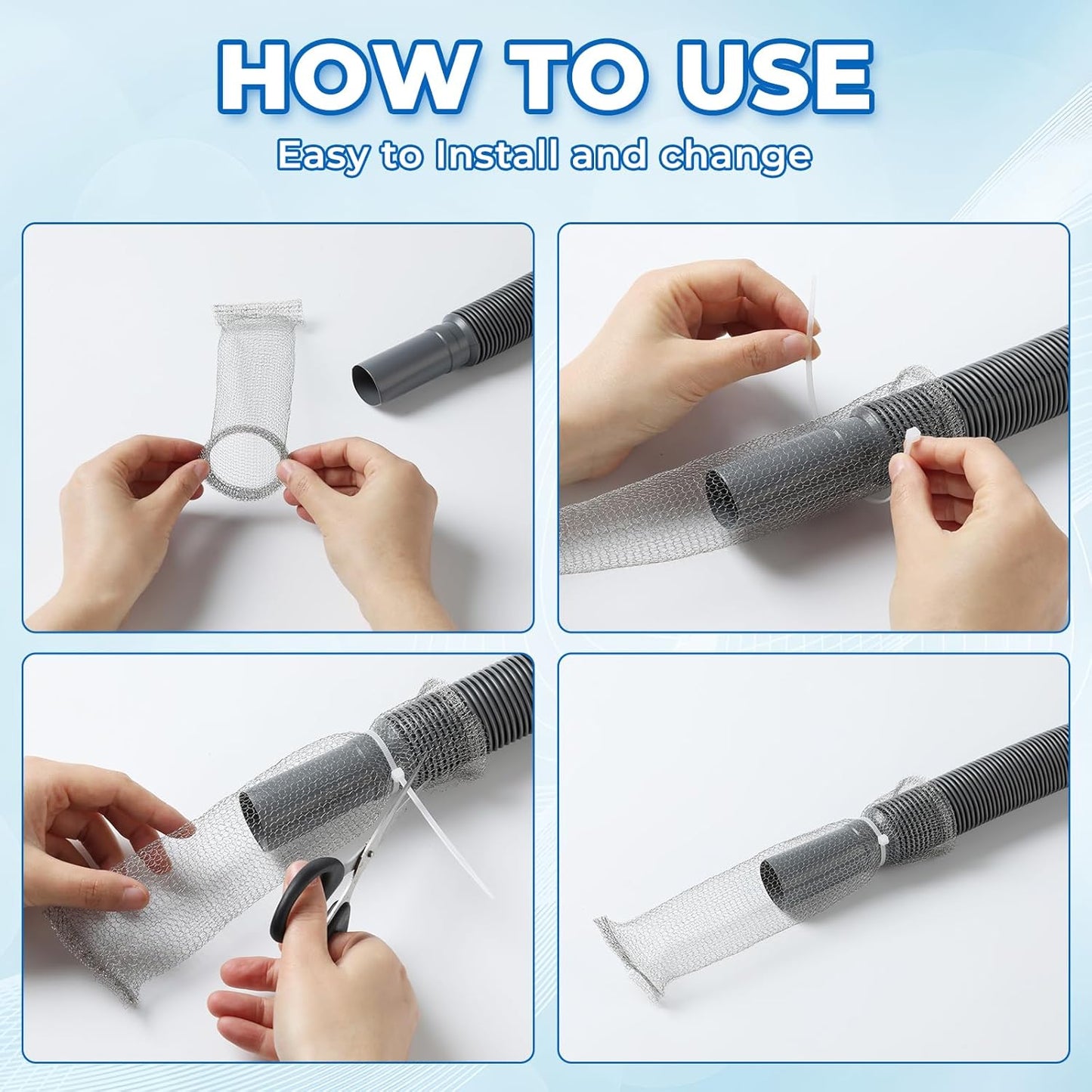 24 PCS Lint Traps, Stainless Steel Lint Catcher for Washing Machine, Pet Hair Remover for Laundry, Upgrade Traps Laundry Mesh Washer Hose Filter with 24 PCS Cable Ties