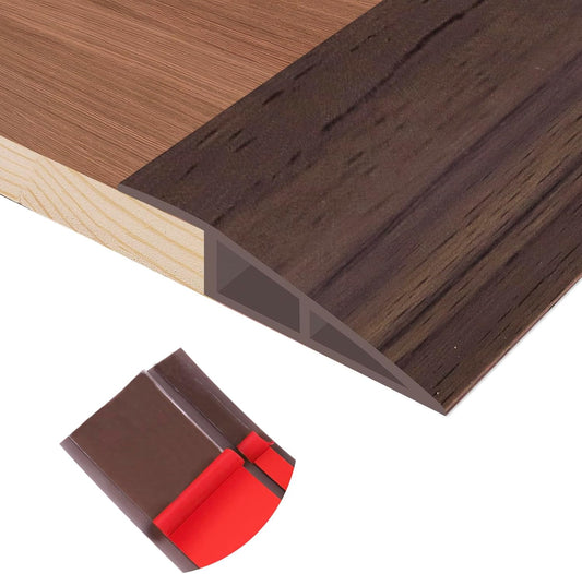 Floor Transition Strip Self Adhesive Vinyl Door Threshold for Doorways Carpet Edging Trim Overlap Edge Reducer for Laminate Floor, Carpet, Tile (Deep Brown Wood Grain, 3/5" to 4/5", 10Ft)
