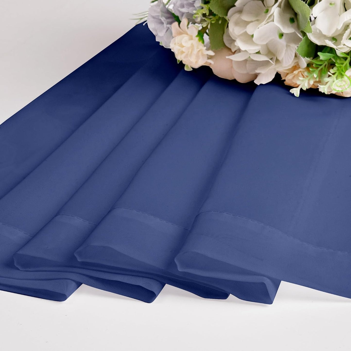 Chyhomenyc Sheer Valances for Windows 2 Pack, Small Window Curtains for Living Room Bathroom Laundry Basement, Modern Top Dual Rod Pocket Voile Curtain, 42W x 14L inches, 2PCS, Royal Blue