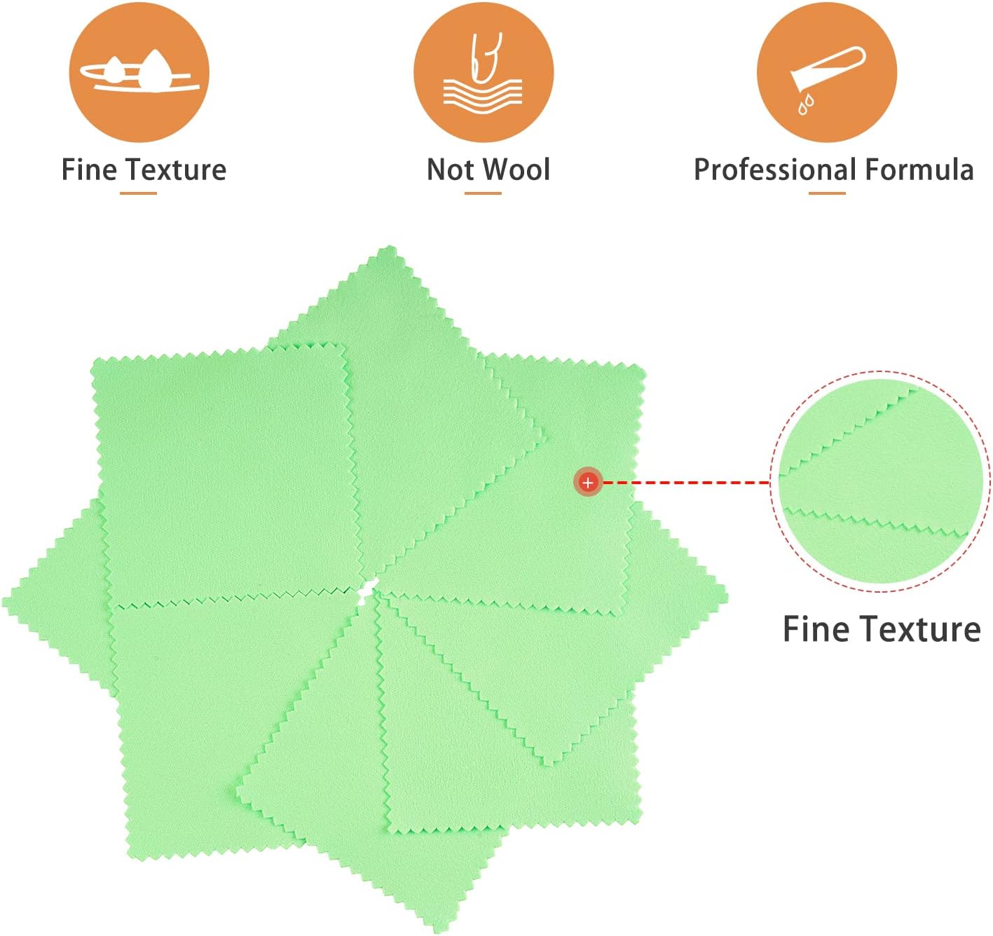 CATIFLIN 100pcs Jewelry Cleaning Cloth, Silver Polishing Cloth Individually Wrapped, Small Jewelry Polishing Cloth for Sterling Silver, Gold, Platinum and More (Green, 3.15" x 3.15")