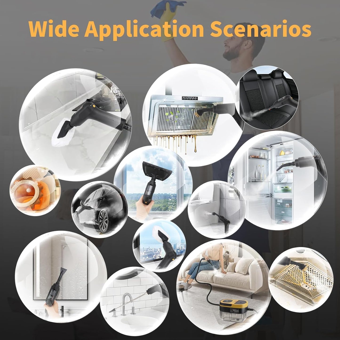 Steam Cleaner, 3-Level Adjustable Handle, 15s Heat-Up, 1.69 Quarts Tank, Portable Steamer for Cleaning with 10 Accessories, Steam Cleaner for Home for Dirt (Purple)