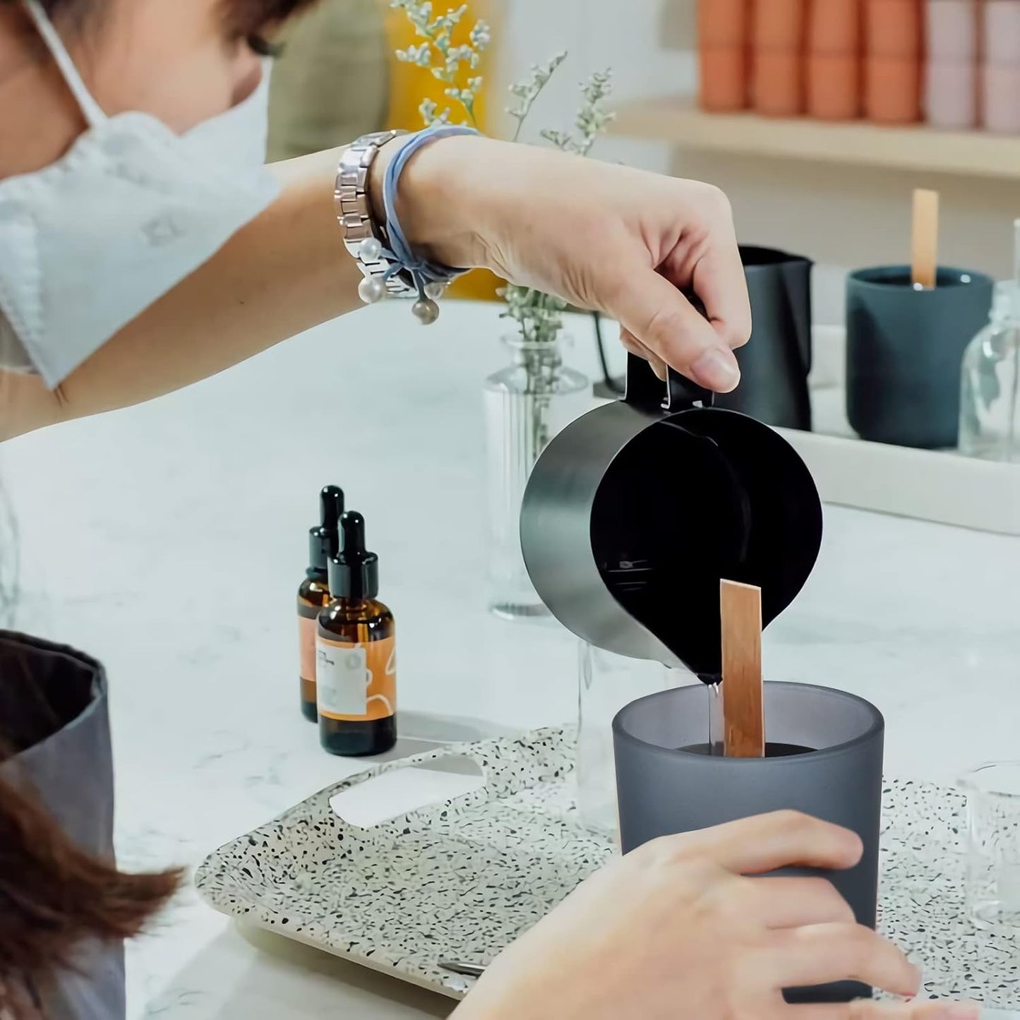 Thick Candle Jars for Making Candles 12 Pcs, 7 OZ Empty Jars with Wood Lids for Candle Making, Sample Container, Frosted Blue