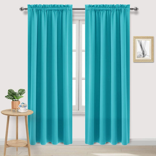 DWCN Insulated Blackout Curtains for Bedroom, Energy Saving Privacy Room Darkening Curtains for Living Room (W60 x L84 inch, Turquoise, Set of 2 Panels, Top of Rod Pocket)