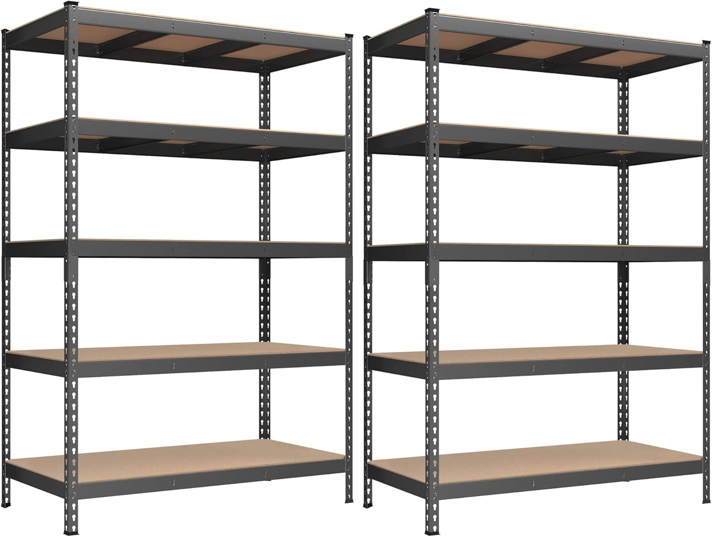 SONGMICS 5-Tier Storage Shelves, Load 2310 lb, Set of 2 Garage Storage, Boltless Assembly, Adjustable Shelving Unit, 23.6 x 47.2 x 70.9 Inches, for Study Shed Basement, Gray UGLR600G02