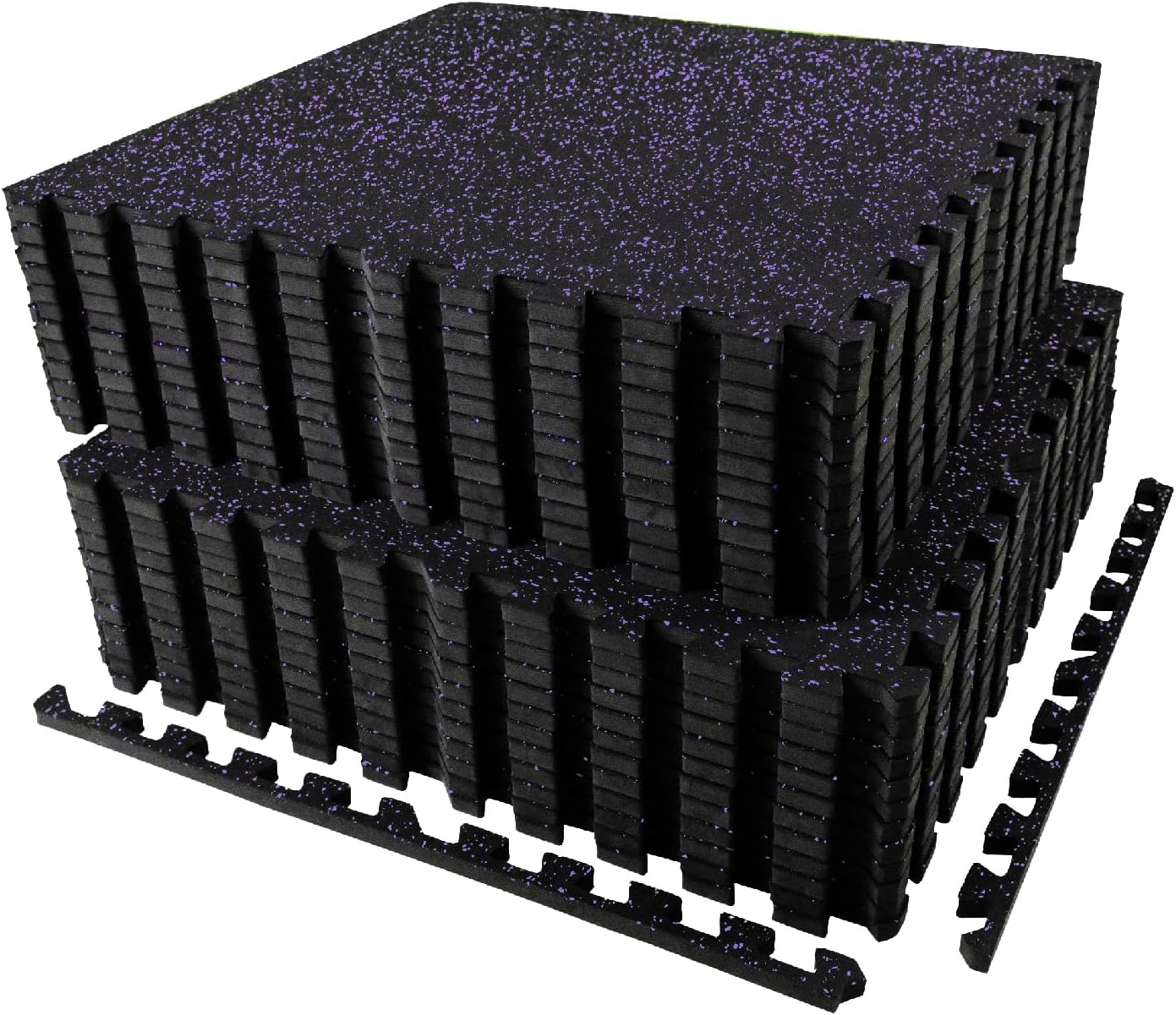 AIRHOP 0.56in Thick 96 Sq Ft Exercise Equipment Mats, 24 Tiles Upgraded Rubber Top with High Density EVA Foam, Large Interlocking Puzzle Gym Flooring for Home Gym, Heavy Weight Workout, 24 x 24in