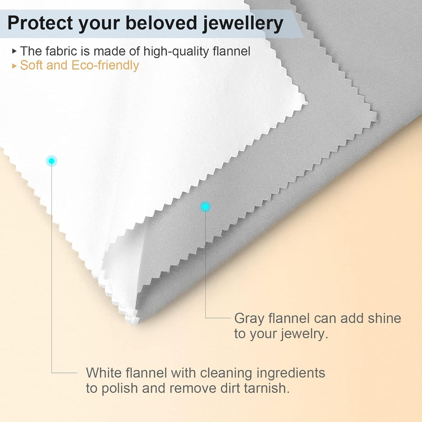 Jewelry Cleaning and Polishing Cloth, 100% Pure Cotton Silver Polishing Cloth for Sterling Silver & Gold & Platinum Jewelry and Large Silverware, Reusable Soft Jewelry Cleaning Cloth (2)