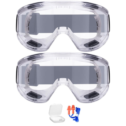 AirGearPro Vision-1000 Anti-Fog Safety Goggles | Impact Resistant Protective Goggles | ANSI Z87.1 Work Goggles for Painting, Sanding, Dust, Woodworking, Construction, Chemistry, Laboratory (2 Pack)