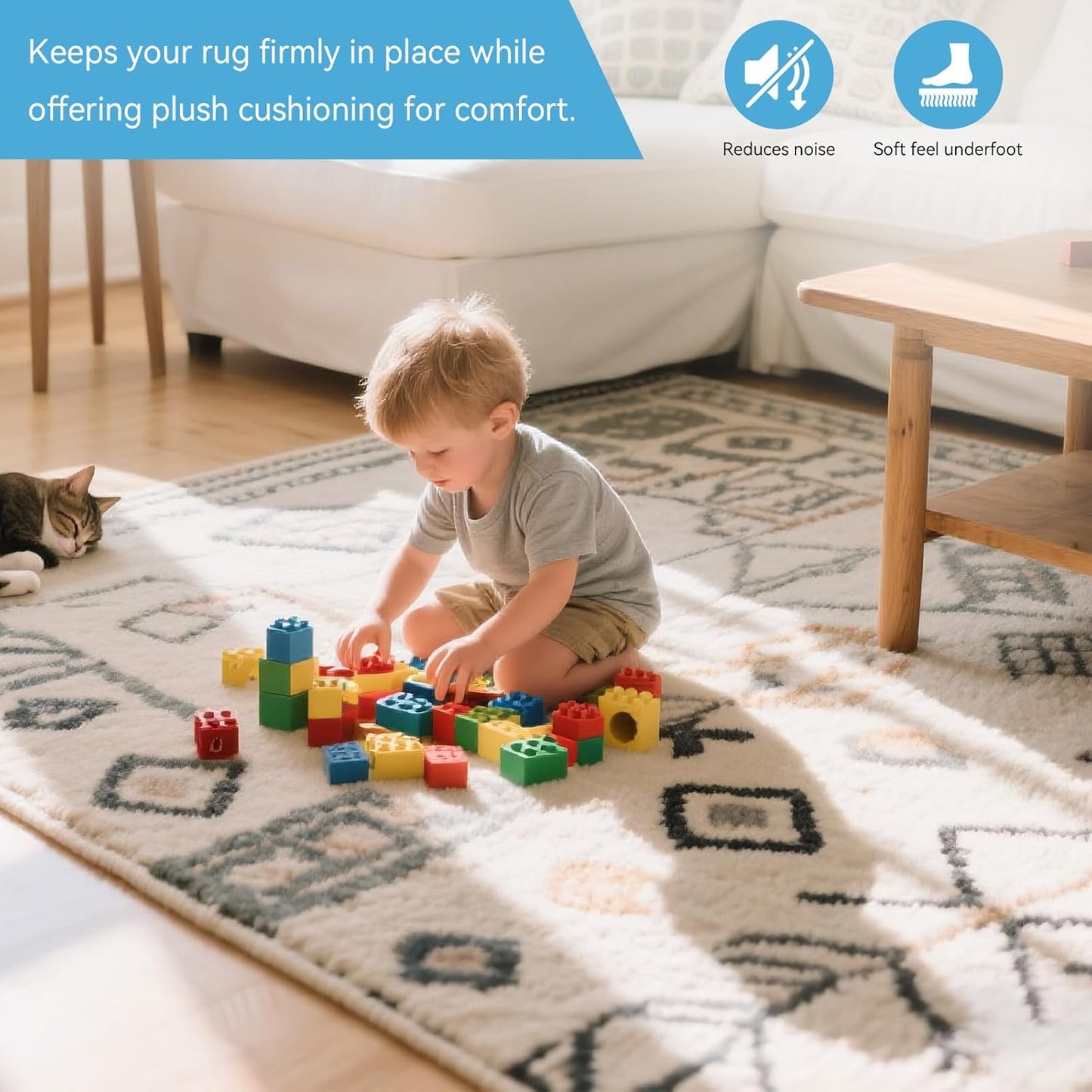 Warmstar 6x9 FT Non Slip Rug Pad,100% Waterproof Felt Rug Pad for Hardwood Floors,1/8” Thick Soft Carpet Pad with Natural Rubber Backing, Secure Grip & Floor Protection