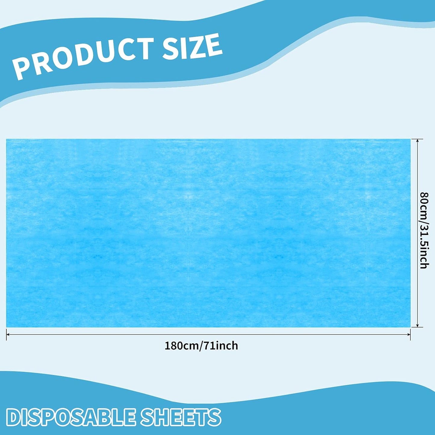 Breling 100 Pcs 31.5 x 71 Inch Disposable Bed Sheets Oil-proof PE Film Massage Table Sheets Non-woven Fabric Spa Waterproof Bed Cover Breathable for Beauty Salon Hotels Tattoo Waxing(Blue)