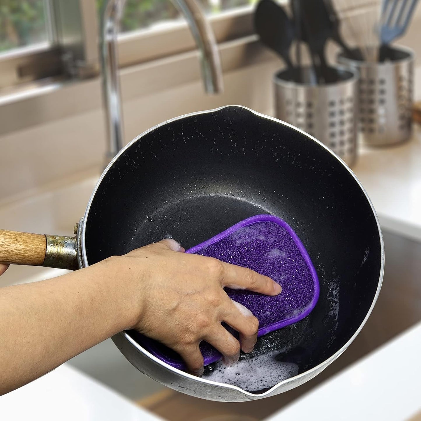 10 Pack Kitchen Dish Sponges Scrubber Non-Scratch Multi-Purpose Dishcloths, Sponge Along with Heavy Duty Scouring Power - Effortless Cleaning of Dishes, Pots and Pans