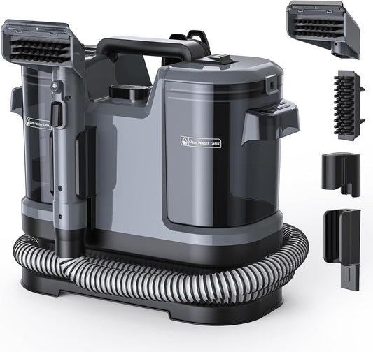 Upholstery Cleaner Machine - 13.5Kpa Suction Couch Cleaner Machine, Handheld Portable Carpet Cleaner with Self-Cleaning and 450W Motor for Pet Stain, Couch, Stair, Car and Area Rug (Grey)