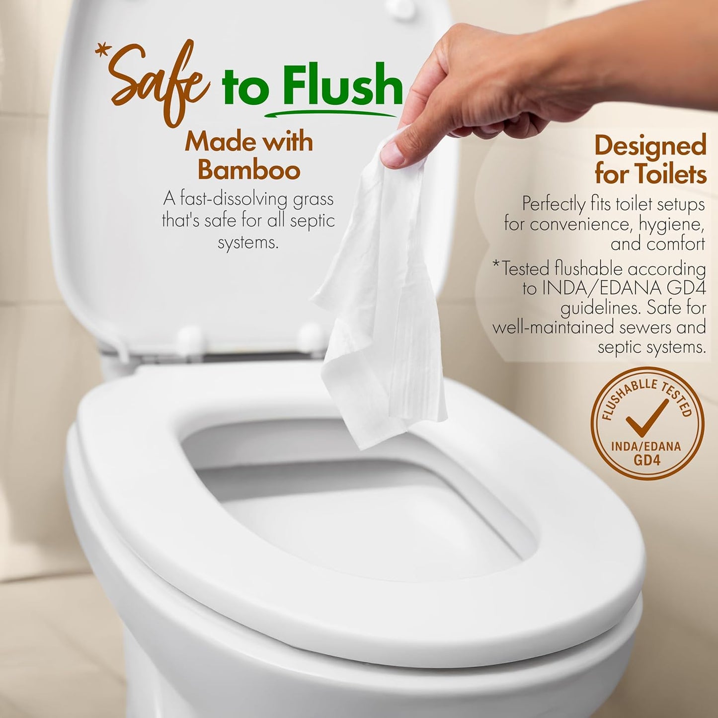 Weemium Bamboo Wipes – Pack of 4 (240 XL Flushable Wipes) – Organic, Tree-Free, FSC Certified & Septic Safe – 99% Water, Unscented & Sensitive Skin Safe – Biodegradable, Compostable & Eco Friendly