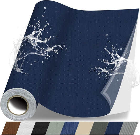 Fabric Repair Patches, 17X158 Inch Canvas Self-Adhesive Fabric Patches Tape Durable, DIY Large Canvas Repair for Sofa, Couches, Furniture, Chair, Clothing （17X158 Inch, Dark Blue）