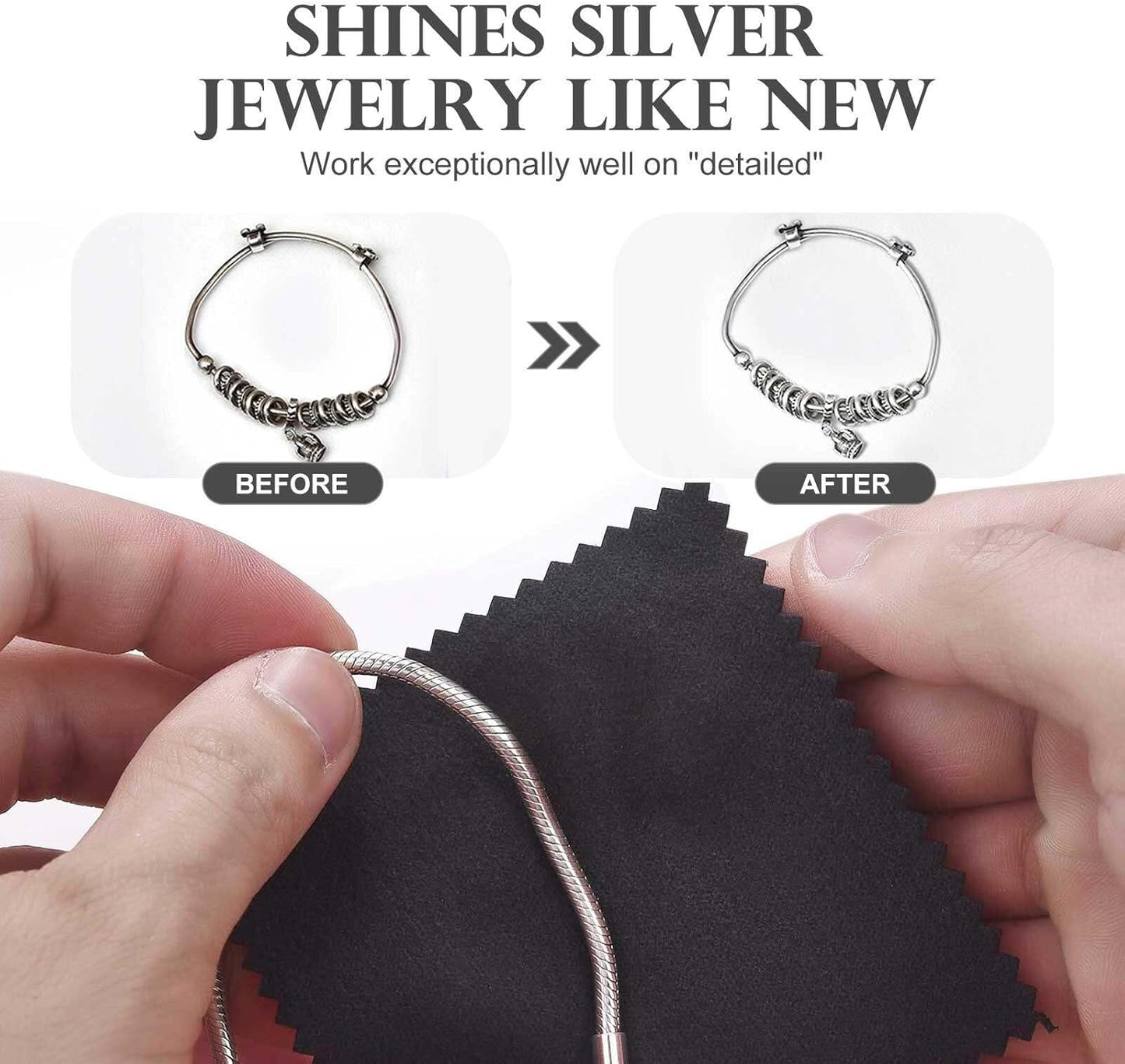 SEVENWELL 100pcs Jewelry Cleaning Cloth Black Polishing Cloth for Sterling Silver Gold Platinum Small Silver Polish 8x8cm