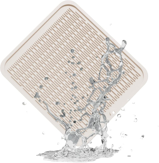 ZLR Silicone Dish Drying Mat for Kitchen Counter, Eco-Friendly Fast Dry Dish Mat, Easy Clean Multi Usage Drying Matt, Heat Resistant Trivet, 16" x 18" XL, Cassava White