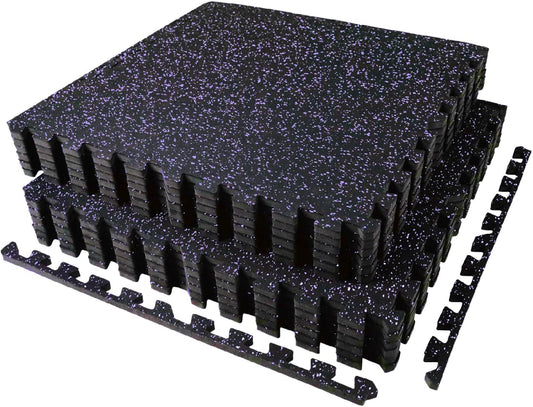 AIRHOP 0.56in Thick 48 Sq Ft Exercise Equipment Mats, 12 Tiles Upgraded Rubber Top with High Density EVA Foam, Large Interlocking Puzzle Gym Flooring for Home Gym, Heavy Weight Workout, 24 x 24in