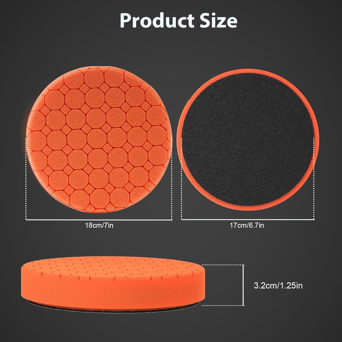 Buffing Polishing Pads, 5Pack 7 Inch Face for 6.7 Inch Backing Plate Compound Buffing Sponge Pads Cutting Polishing Pad Kit for Car Buffer Polisher, Polishing and Waxing