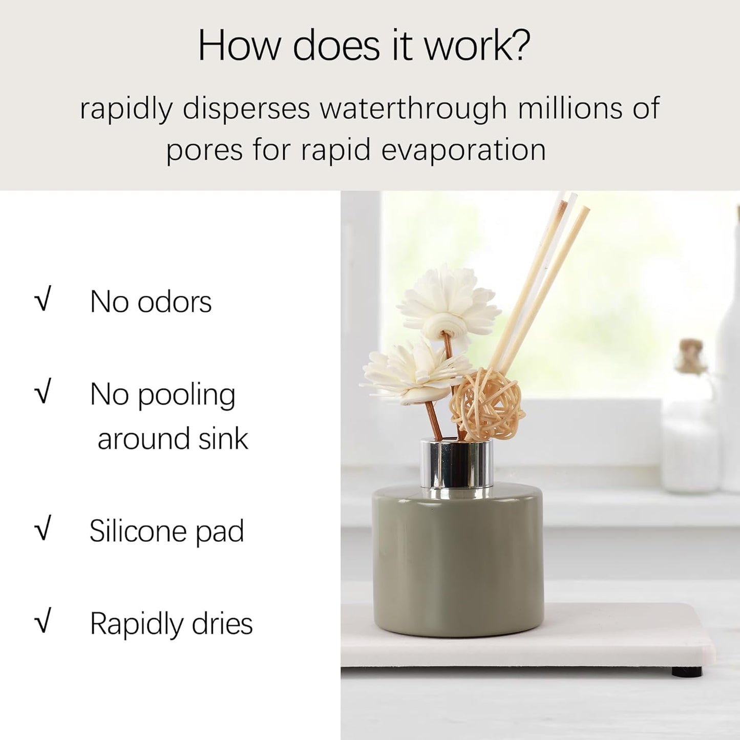 2 Pcs Water Absorbing Stone Trays, Kitchen/Bathroom Sink Soap Dish, Diatomite Tray Used for Hand Soap & Cosmetic Bottles in The Modern Home, 4" W x 8.3" L, White