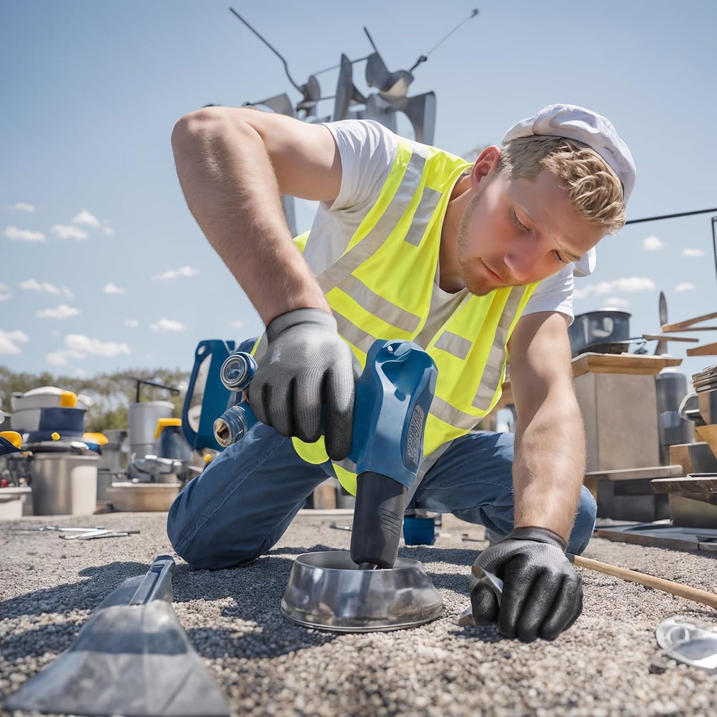 Kebada W1 Work Gloves for Men and Women,12 Pairs Touchscreen Working Gloves with Grip, PU Coating on Palm & Fingers,Gray XXL