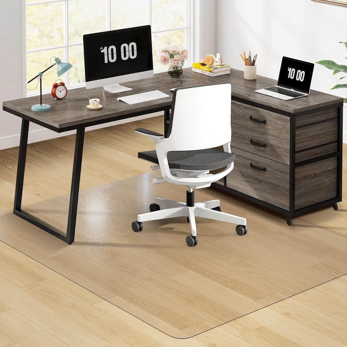 Clear Chair Mat, 75" x 60" Large Chair Mat for Hard Floors, Easy Glide Desk Mat for Rolling Chair, Anti-Slip Vinyl Floor Mat for Home Office Living Room, Clear