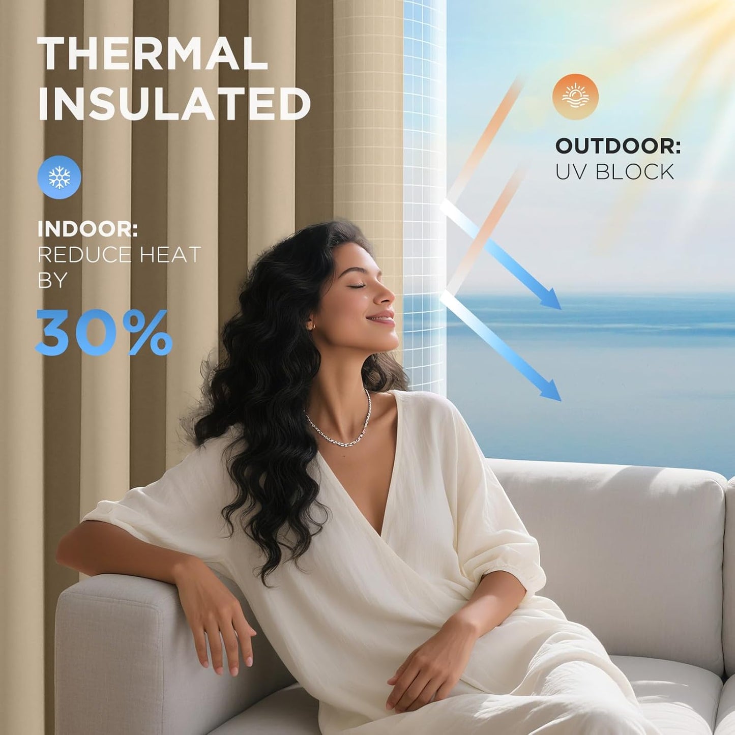 Joydeco Blackout Door Curtain for Doorway Privacy 90 Inches Long, Grommet Closet Curtain for Open Closet, Room Divider for Bedroom Living Room (Light Beige, 52Wx90L, 1 Panel)