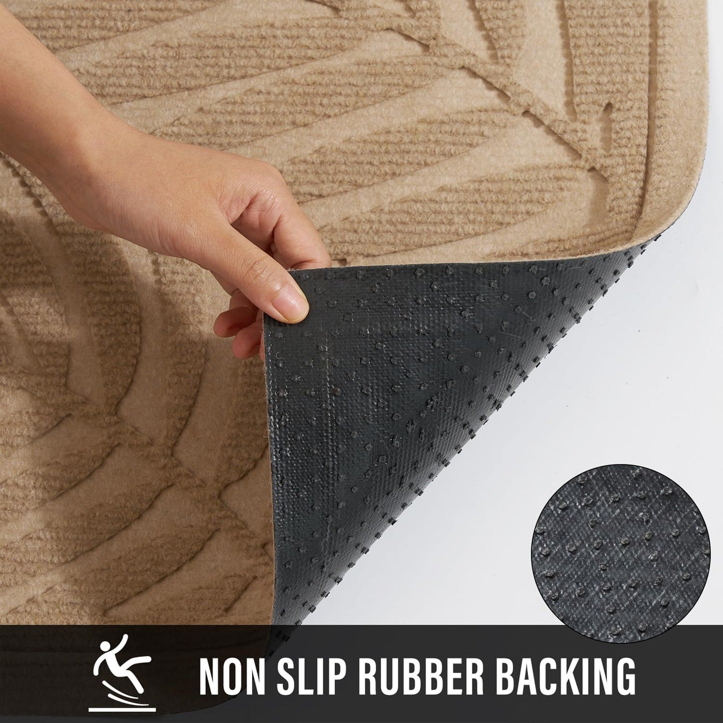 Front Door Mat, Absorbent Resist Dirt Welcome Door Mat Indoor Outdoor, Waterproof Doormat, Sturdy Non Slip Backing, Fade Resistant, Low Profile Entry Mat for Entryway, 29×17, Beige