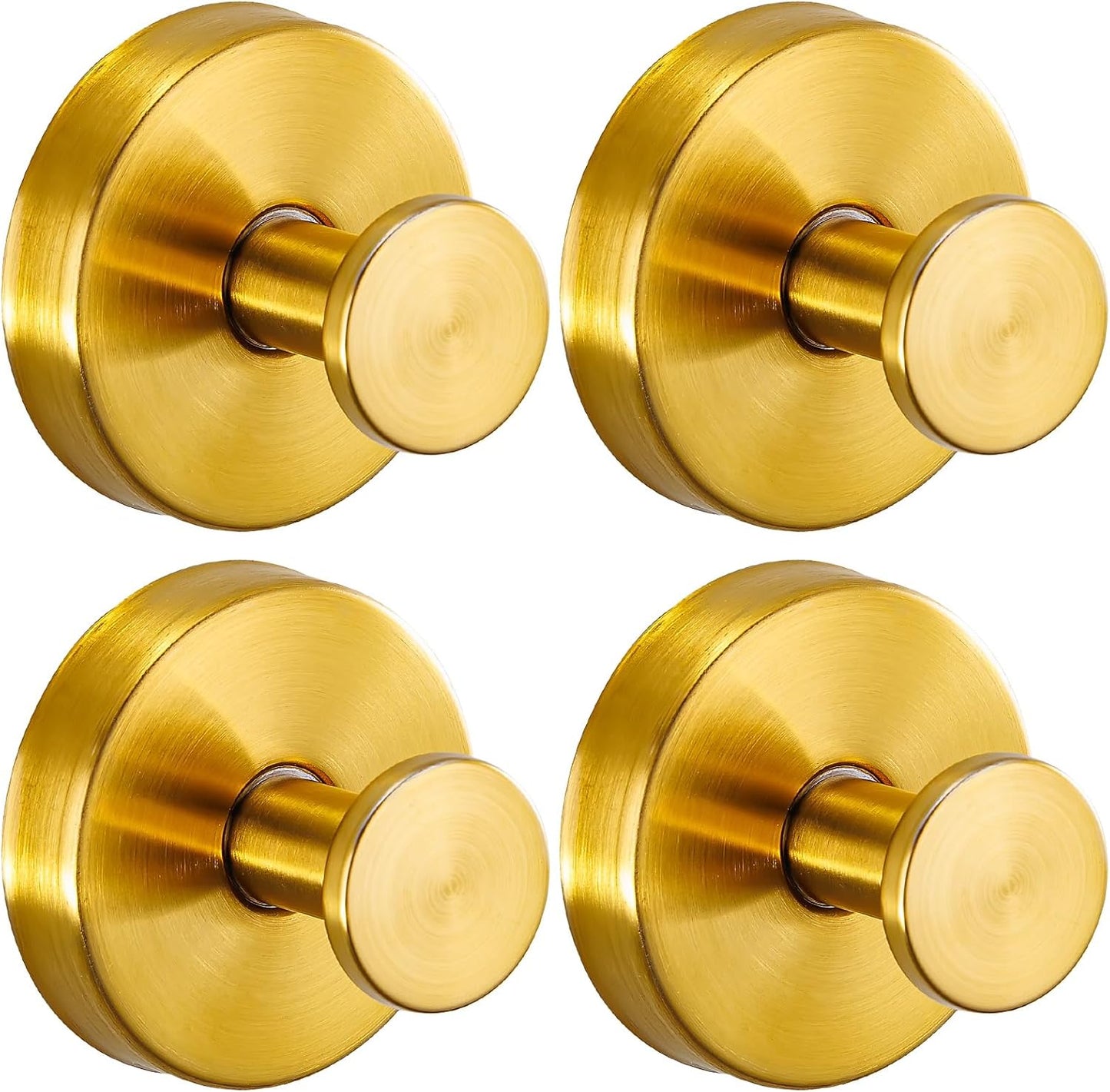 Reusable Heavy Duty Suction Cup Hooks for Kitchen/Bathroom/Shower - Wet-Proof Hooks for Towels, Robes, Loofah&Wreaths/No Drill Mounting on Glass, Tile, Metal (4, Brushed Gold)