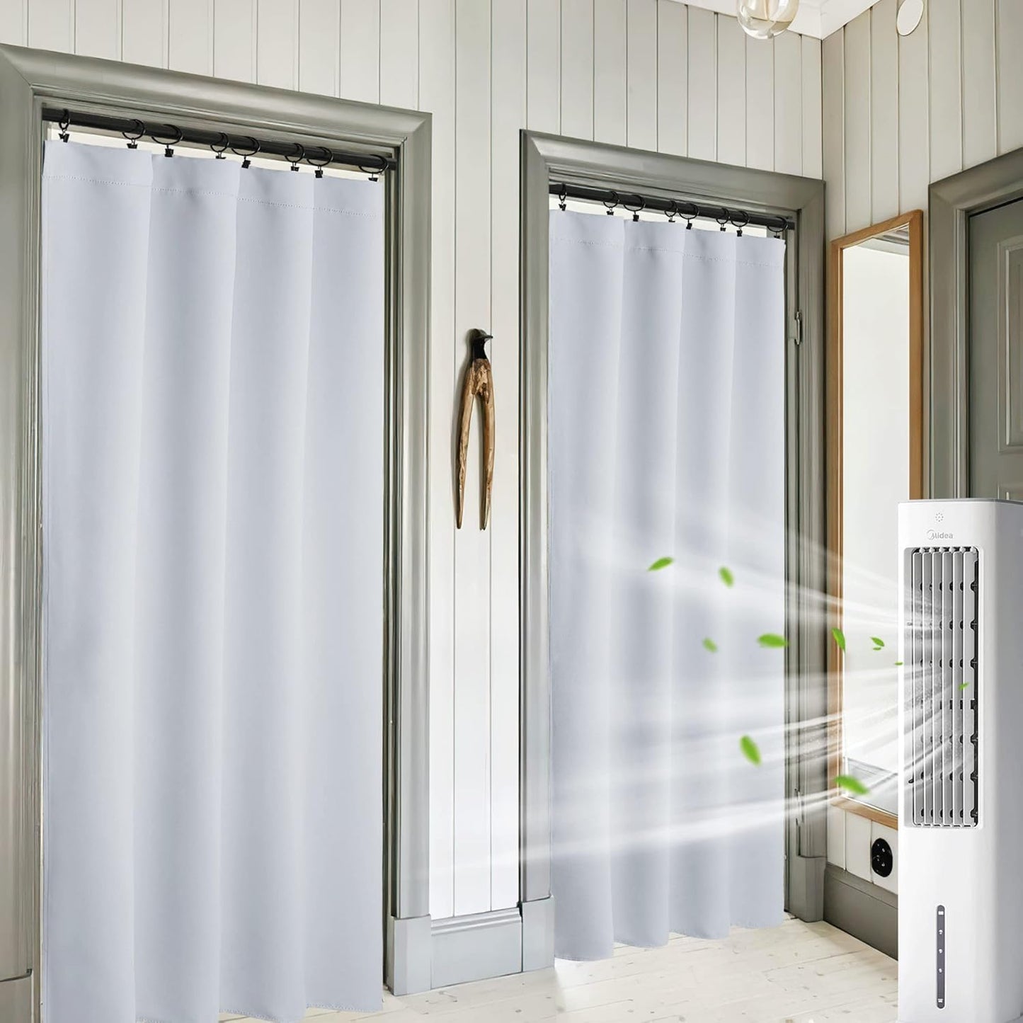 RYB HOME Curtains for Bedroom 72 inches Long, Blackout Thermal Insulating Window Treatment Drapes for Living Room Bathroom Basement Laundry Classroom, W 34 x L 72, Greyish White, 2 Panels
