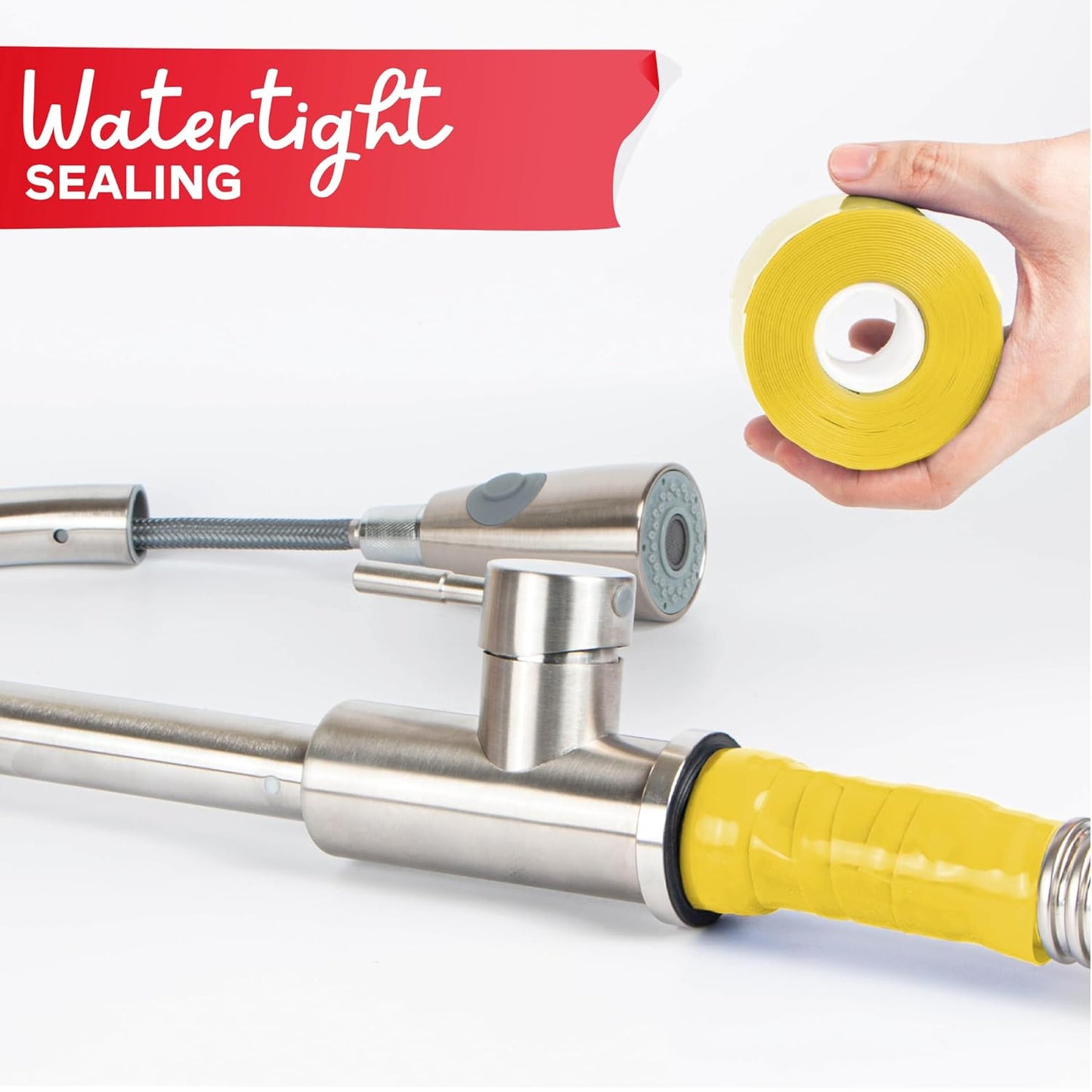 XFasten Self-fusing Silicone Tape Pro, Yellow, 1.5-Inch x 15-Feet, 30mils Non-Adhesive Thick Silicone Repair Tape for Leaky Pipe Drain, Tool Grip, Electrical Wires, PVC Pipe Leak, and Water Sealing