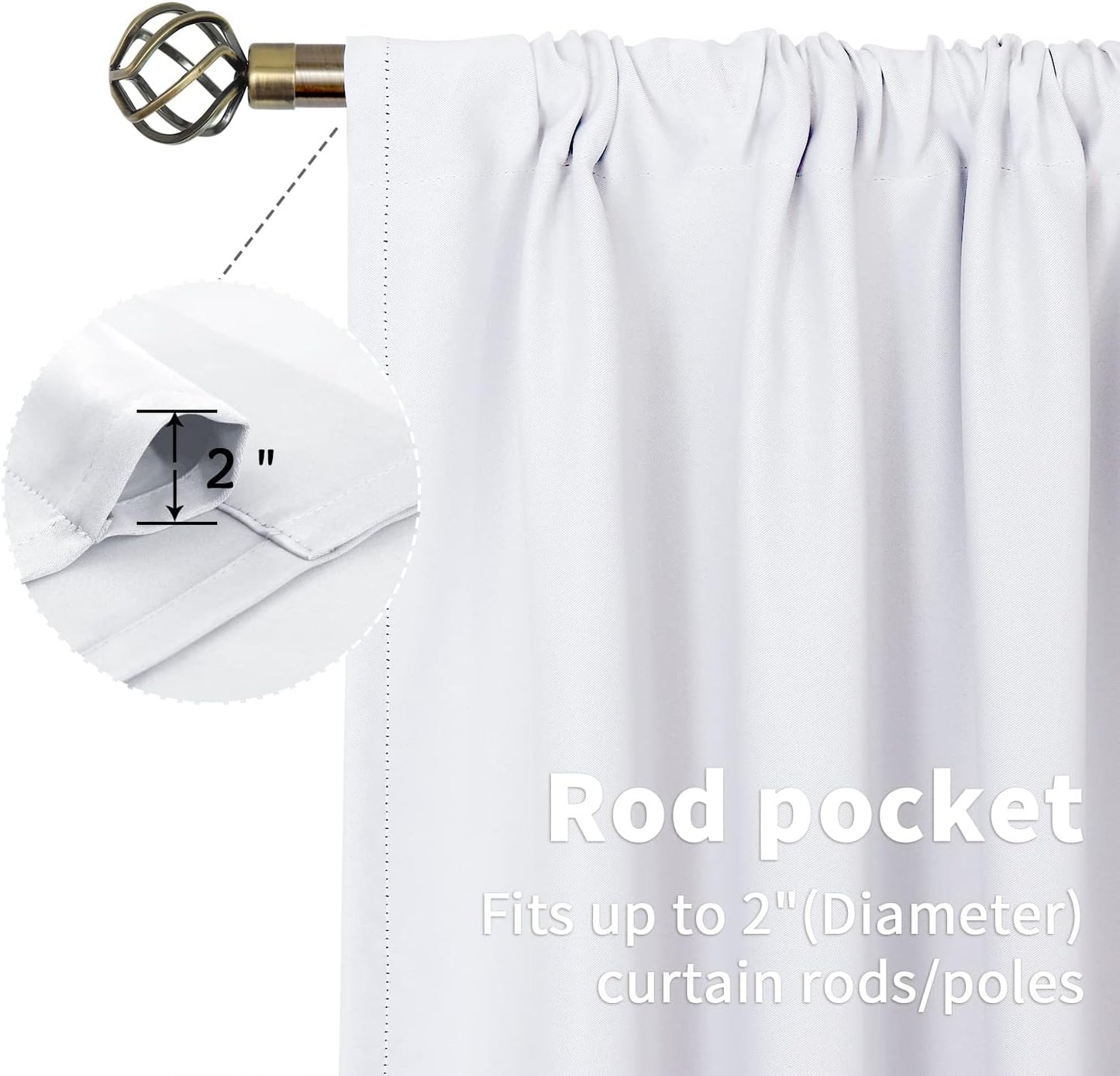 BGment Short White Curtains 40 Inches Length for Window Kitchen - Rod Pocket 34 Inch Wide Small Drapes for Bedroom Cabinet Cafe Basement Privacy, 2 Panels, 34 x 40 Inch