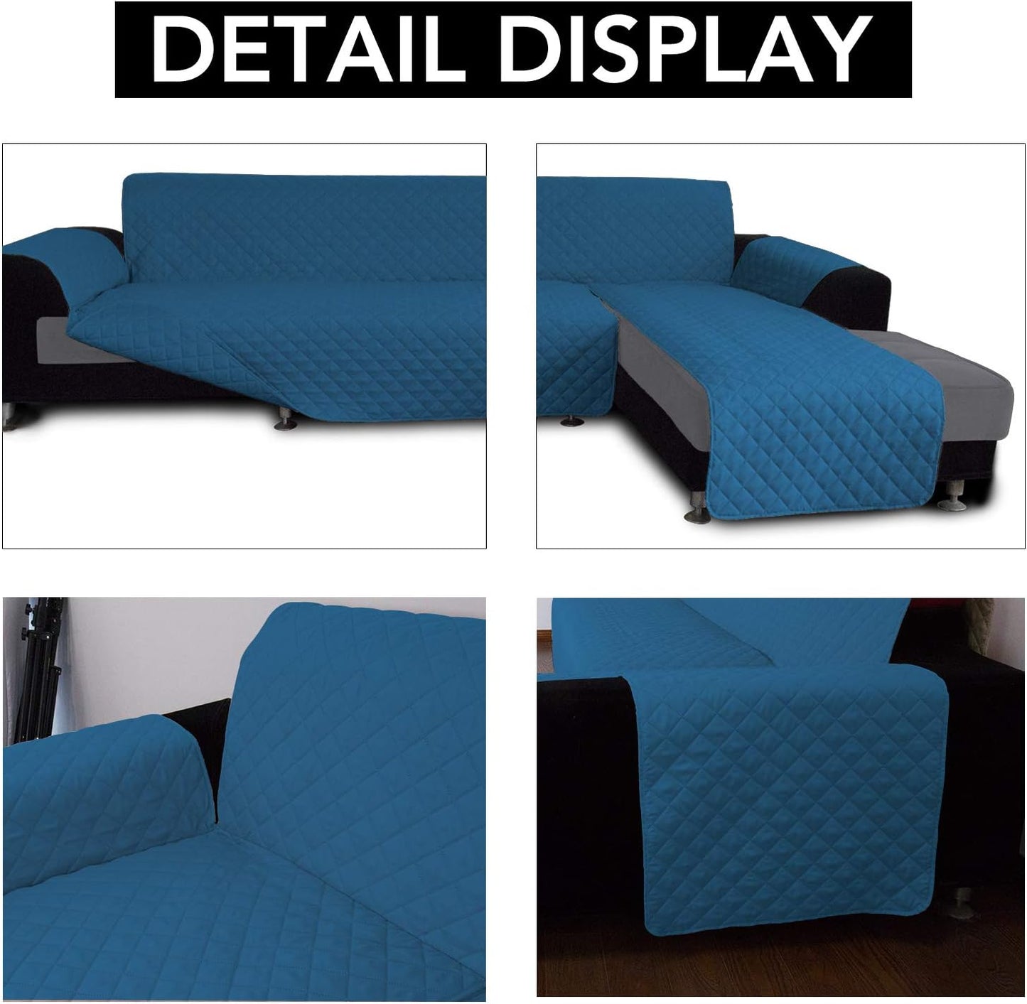 Easy-Going Sofa Slipcover L Shape Sofa Cover Sectional Couch Cover Furniture Protector Mat for Pets Dog Cat (Large,Peacock Blue/Peacock Blue)