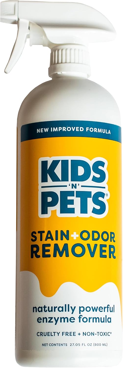 KIDS 'N' PETS Instant All-Purpose Stain & Odor Remover Permanently Eliminates Dog Pee, Cat Urine, Other Smells, Spots from Home Carpet, Couch, Furniture, Mattress, Fabric. Non-Toxic, Child Safe - 27oz