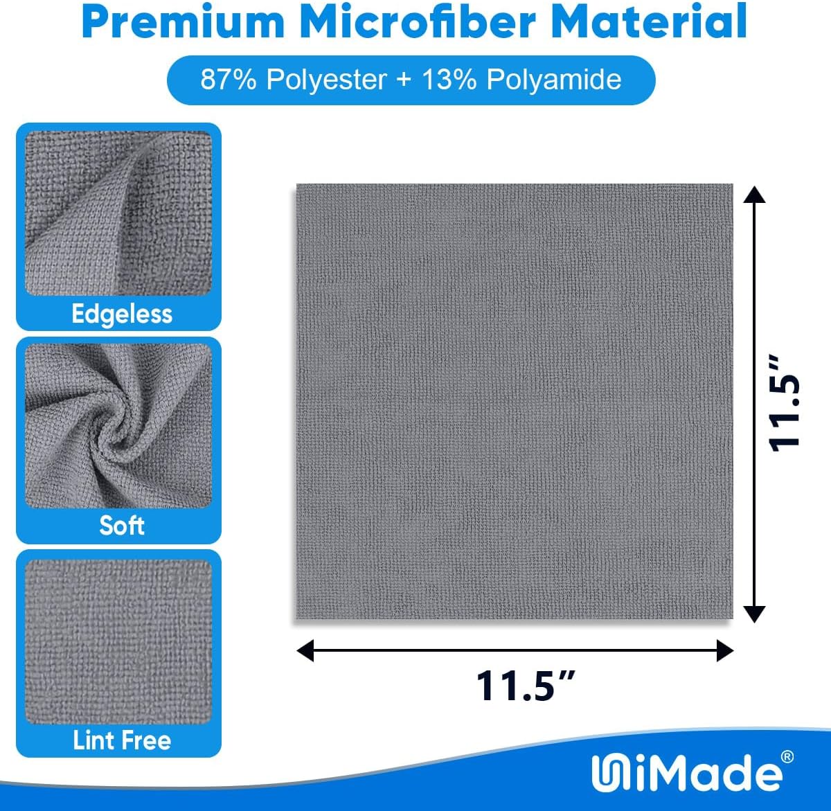 Microfiber Cleaning Cloth, 200 Pack Microfiber Towels for Cars Reusable Shop Rags Bulk Lint Free Cleaning Towels for Car Kitchen Automotive Bar Mechanic Restaurant Garage, 11.5"x 11.5", Grey