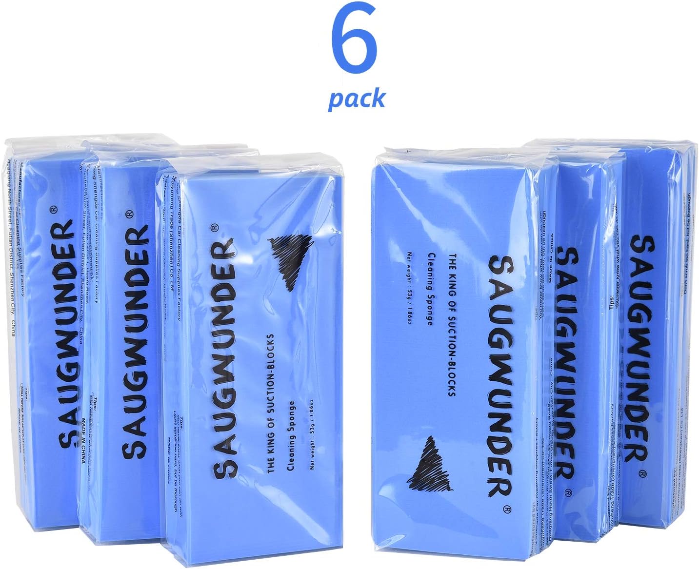 Super Absorbent Sponge Durable Stuff PVA Sponge Box High Water Absorbability Use in Car Boat Kayak After Shower Pick up Liquid Like Vacuum Cleaning Supplies (6 Blue Suction Sponges/Saver Pack)