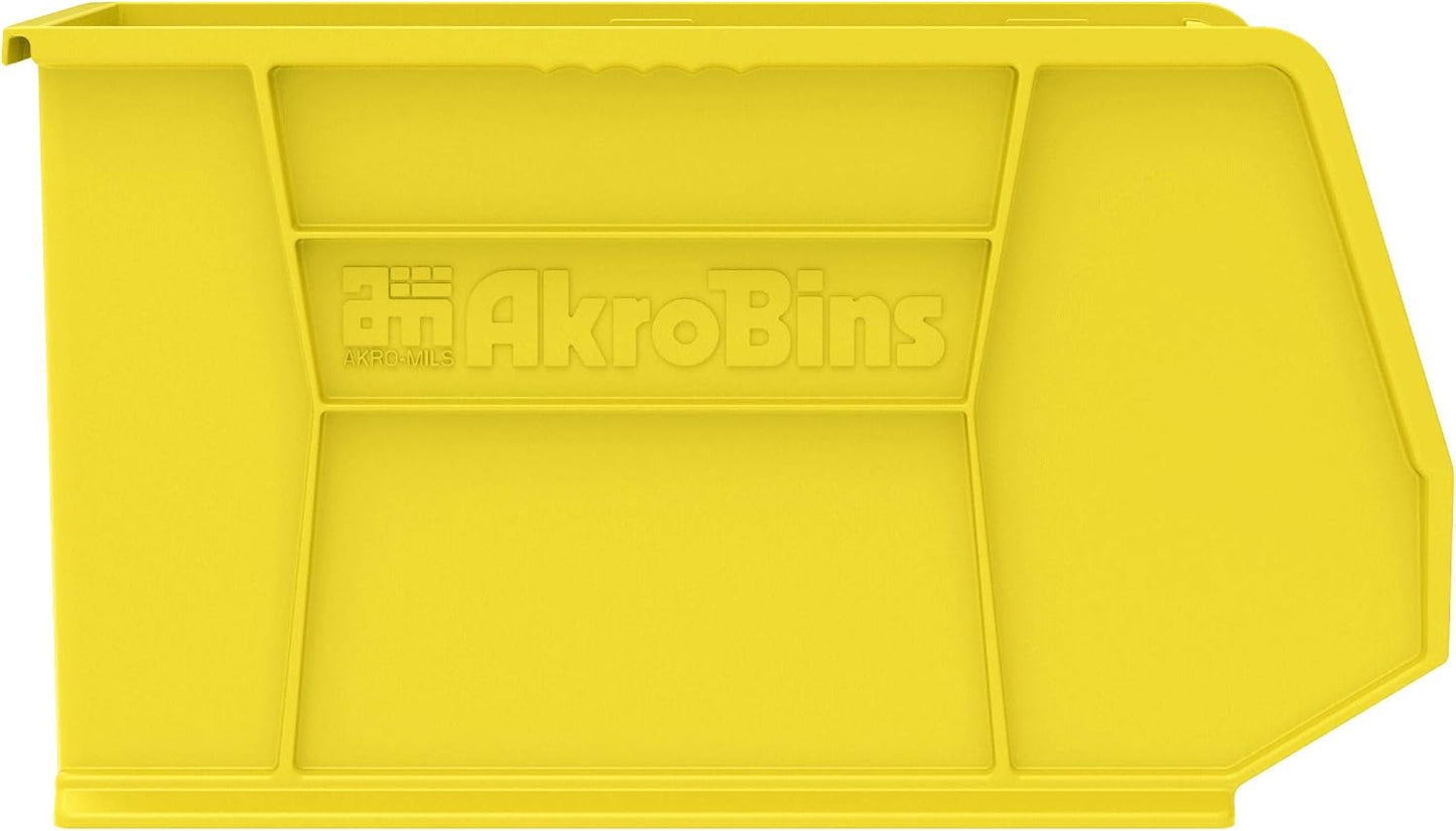 Akro-Mils 30260 AkroBins Plastic Storage Bins, Space-Saving Stackable Bins for Garage, Pantry, Craft Organization, 18-" x 11-" x 10-", Yellow, 6-Pack