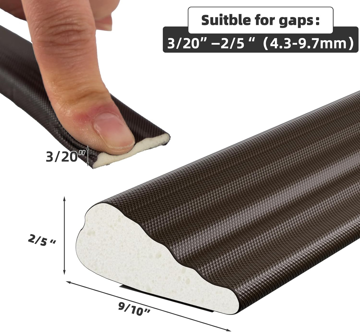 2 Pack*16.4 Ft Weather Stripping Seal Strip for Doors,Soundproofing Window Insulation Draft Stopper for Winter, Selfadhesive Foam Weather Strip for Door Frame,Door Gap Filler Noise Blocker(Brown)