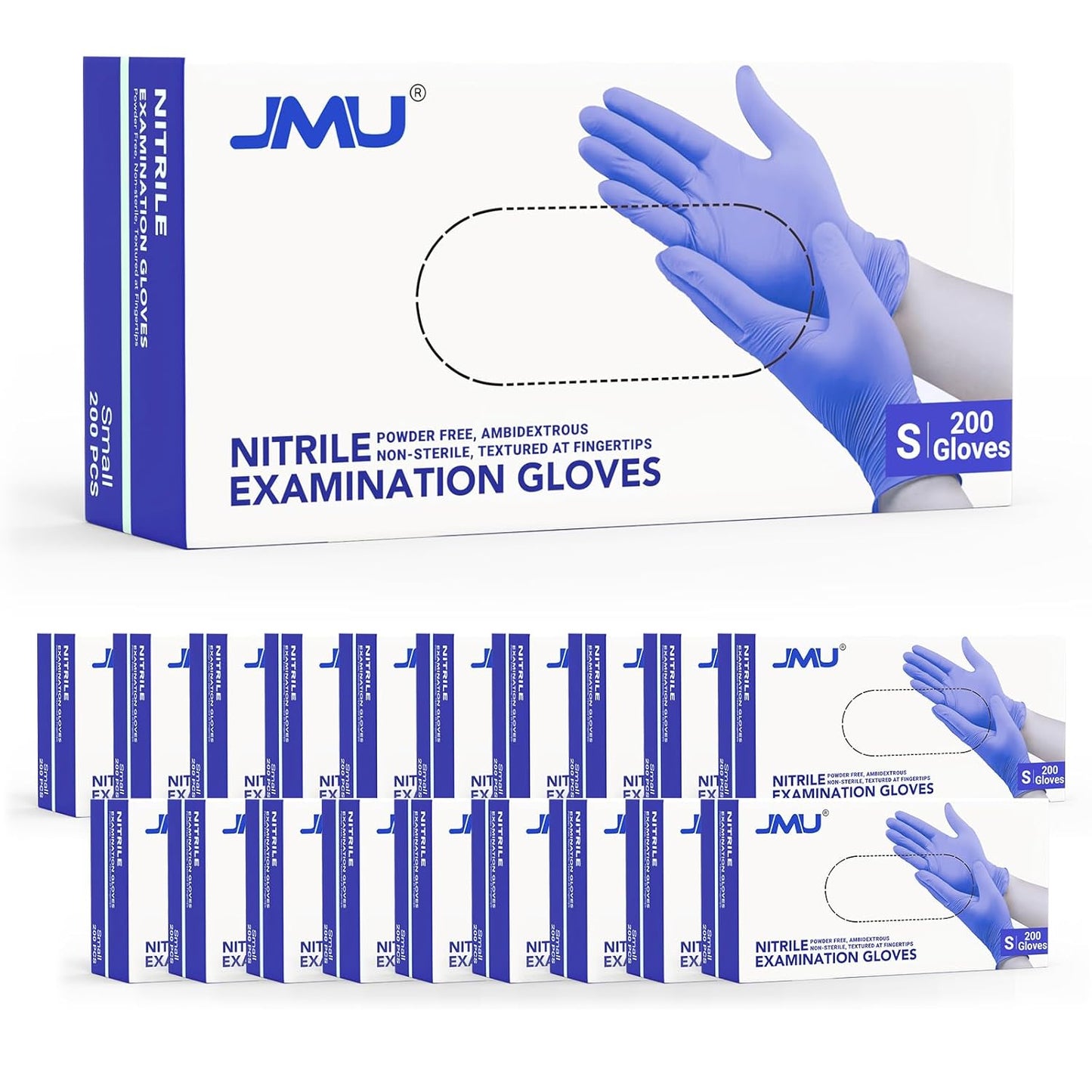 JMU Nitrile Gloves Small Bulk 4000 Count, 3.5 Mil Disposable Gloves Latex-Free, Violet Blue