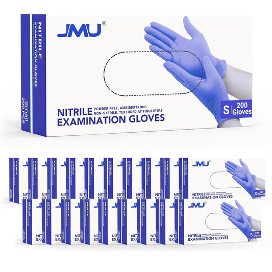 JMU Nitrile Gloves Small Bulk 4000 Count, 3.5 Mil Disposable Gloves Latex-Free, Violet Blue
