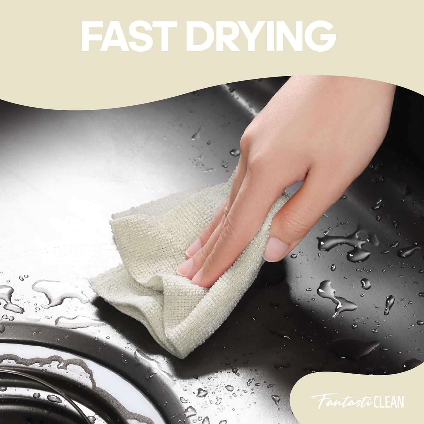 Fantasticlean Microfiber Cleaning Cloth Roll -60 Pack, Tear Away Paperless Towels, 8" x 8", Reusable Washable Rags, for Home Kitchen, Pet, Office, Indoor Outdoor, Compact and Portable (Off-White)