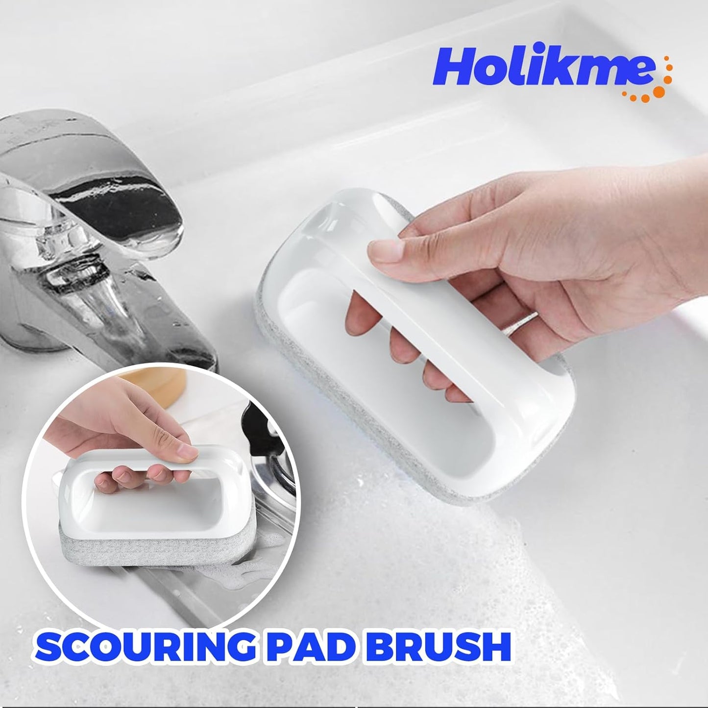 Holikme Cleaning Brush Set, Scouring Pad for Cleaning, Groove Gap Brushes for Pot, Pan, Kitchen Sink, Wire Brushes (Azul)
