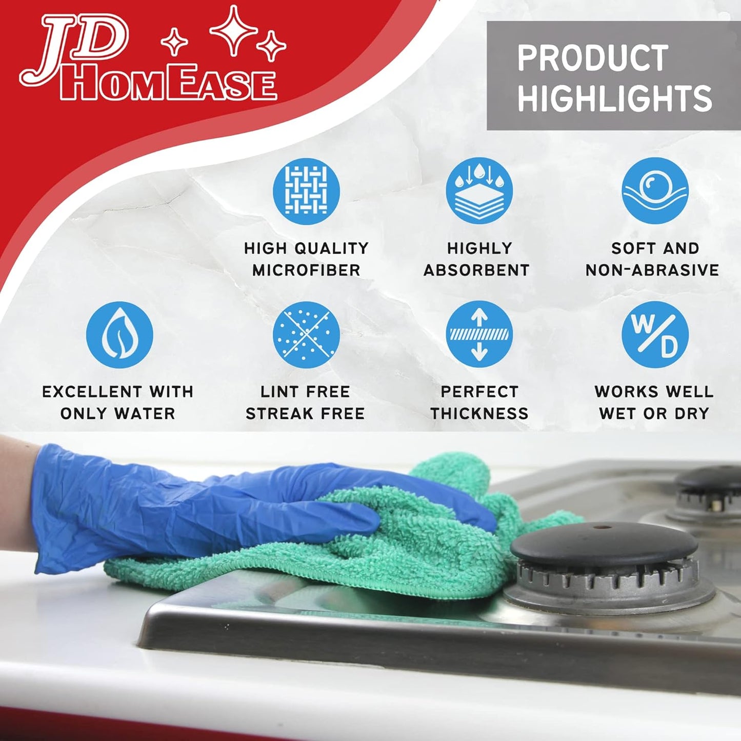 Microfiber Cleaning Cloths, 240 Pack, 16"x16", All-Purpose, Softer, Highly Absorbent, Lint-Free, Reusable, Washable Pro Towels, Black, for House, Kitchen, Bathroom, Car, Office