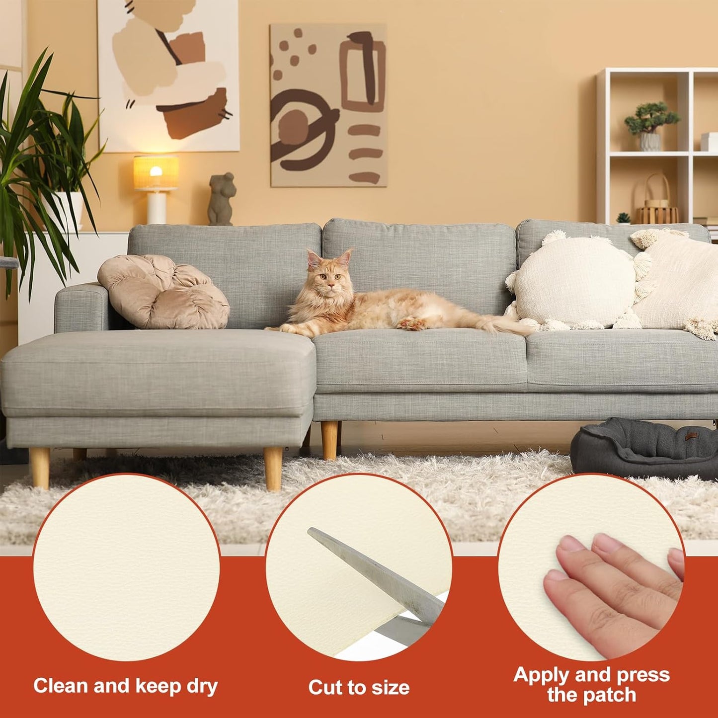 PATIKIL Leather Patches Tape for Furniture, 3.2 x 61 Inch Self Adhesive Vinyl Leather Repair Kit Cover Sheet for Couch, Sofa, Car Seats, Office Chair, Milky White