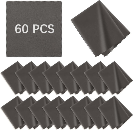 60 Pack Microfiber Cleaning Cloth for Glasses (5.5"x5.5"), Eye Glasses Clean Cloths Bulk Microfiber Lens Cleaner Cloth for Eyeglasses, Lenses, Silverware, Camera, Phones and Laptops