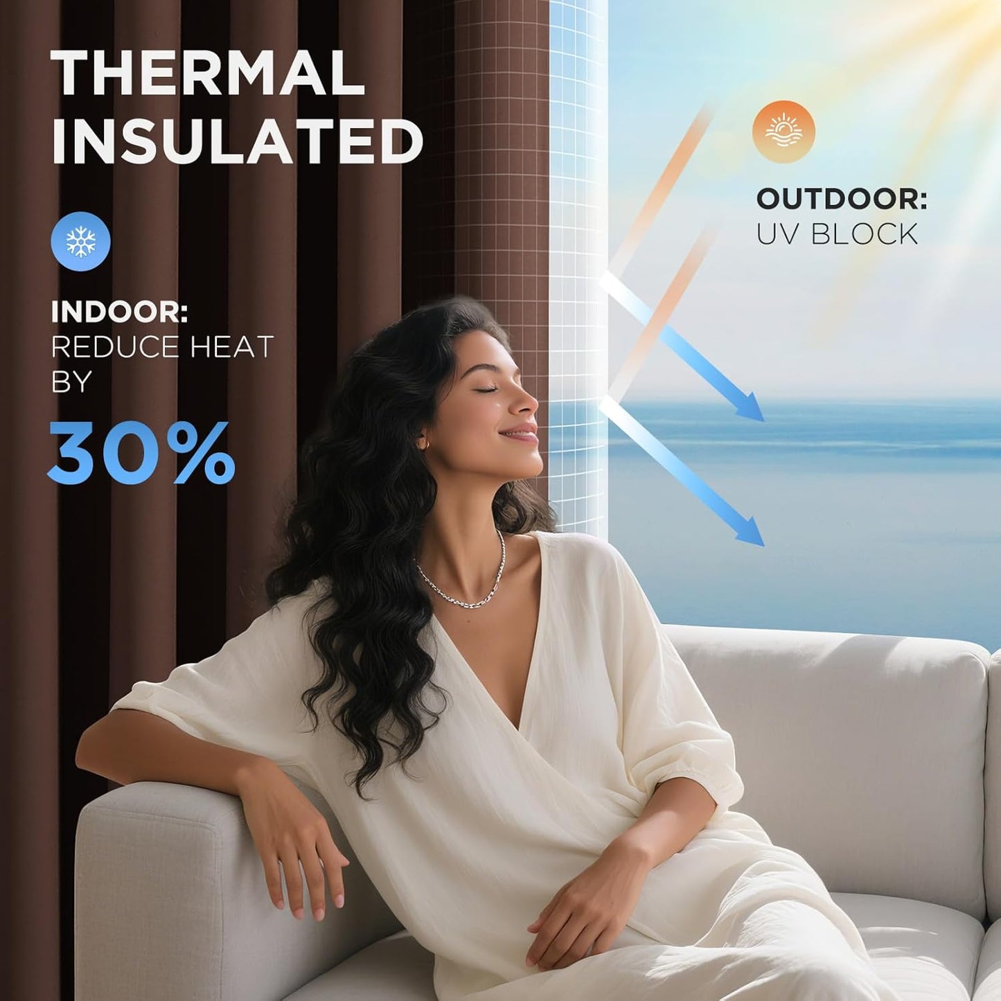 Joydeco Blackout Patio Sliding Door Curtains 90 Inches Long, Grommet Privacy Room Divider Curtains, Extra Wide Thermal Blackout Drapes for Bedroom Living Room (Chocolate, 70Wx90L, 1 Panel)