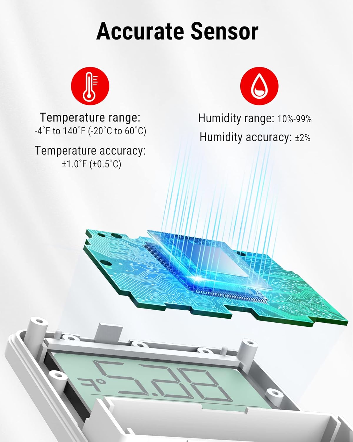 ThermoPro TP357 Digital Hygrometer Indoor Thermometer of 260FT, Bluetooth Humidity Meter with Smart App, Room Humidity Gauge with Humidity Sensor, 2-Year Data Storage and Export