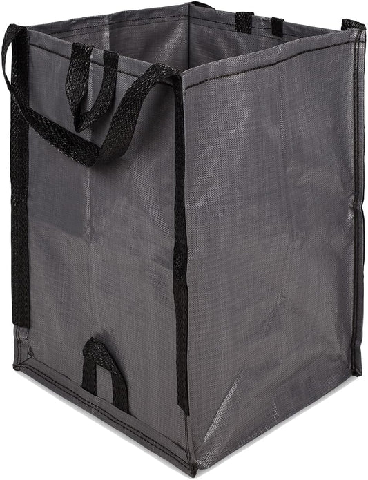 DURASACK Heavy Duty Home and Yard Bags 48-Gallon Reusable Self-Standing Lawn and Leaf Bags Garbage Can with Reinforced Handles, Gray