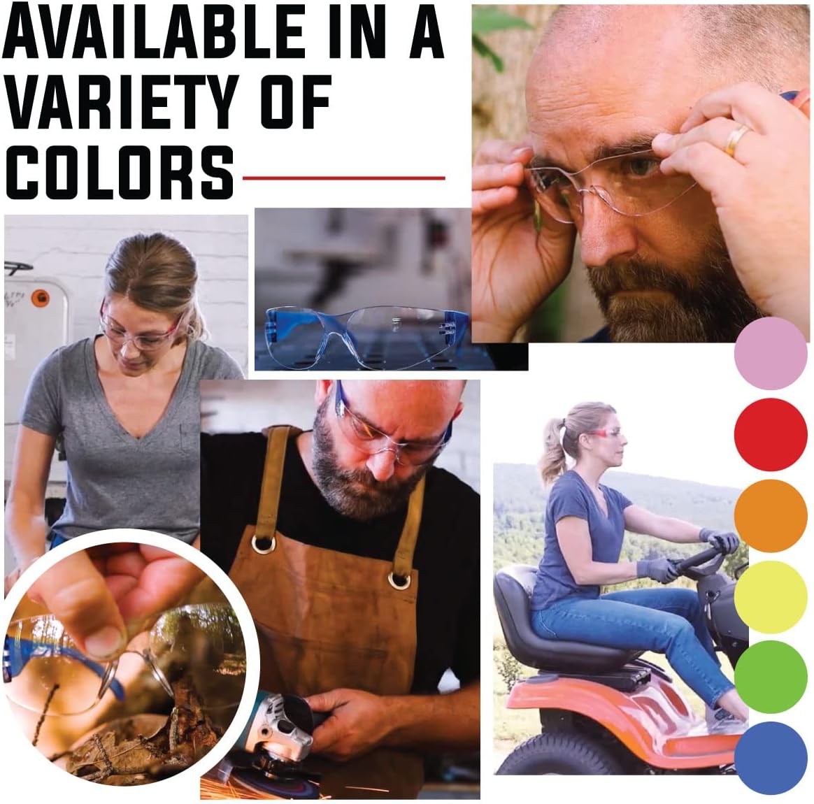 BISON LIFE Safety Glasses - Scratch Resistant Wrap Around Eyewear, Polycarbonate ANSI Z87.1 Impact Resistant Lens