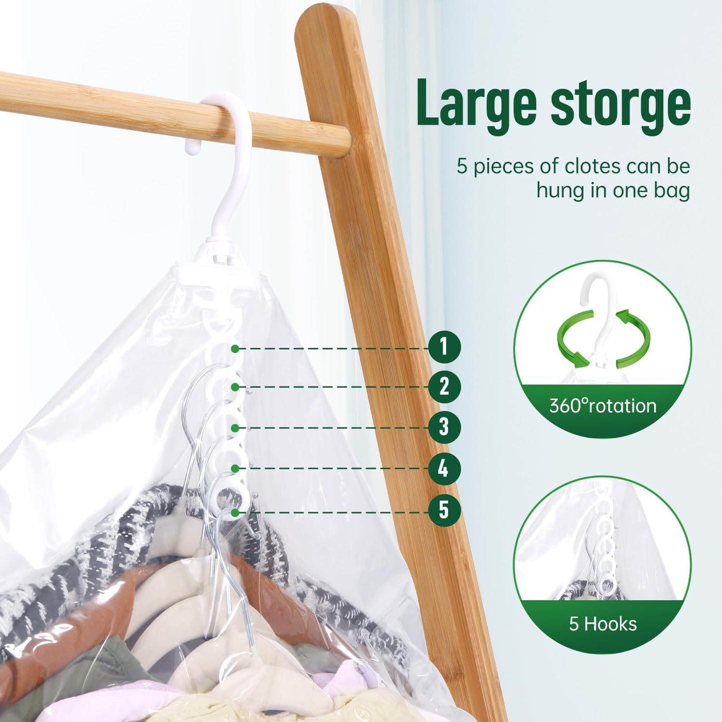 Hanging Vacuum Storage Bags For Clothes With Hand Pump,Coat Storage Bag Hanging,Vacuum Bags For Clothes,Space Saver Vacuum Storage Bags,Garment, Clothing, Dress, Suit, Long Coat, Jacket(Short 6 Pack）